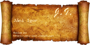 Jáni Igor névjegykártya